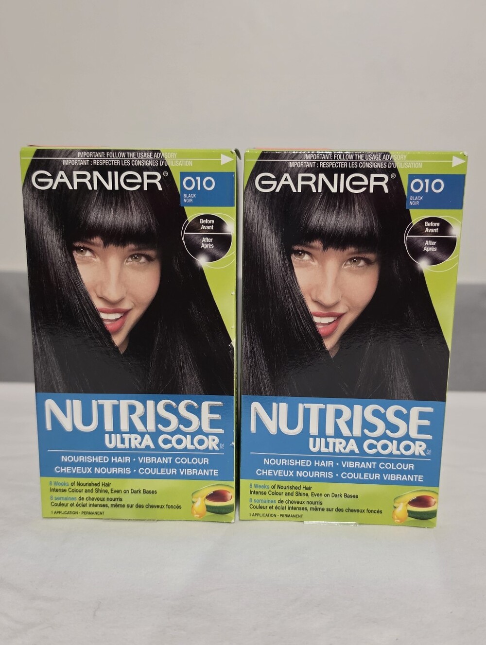 Garnier Nutrisse Ultra Color 010 Black Permanent Hair Dye Lot of 2 New